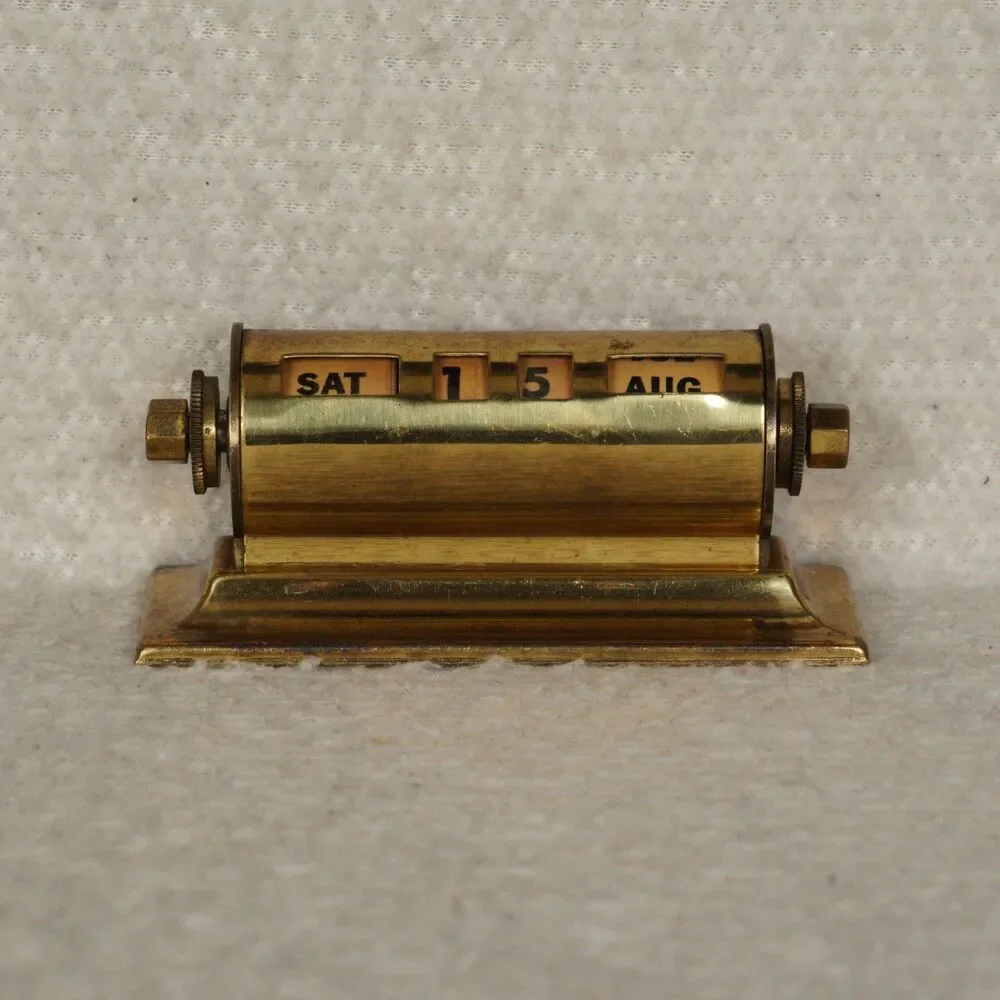 Park Sherman Brass Perpetual Desk Calendar Mid-Century Springfield Illinois VTG